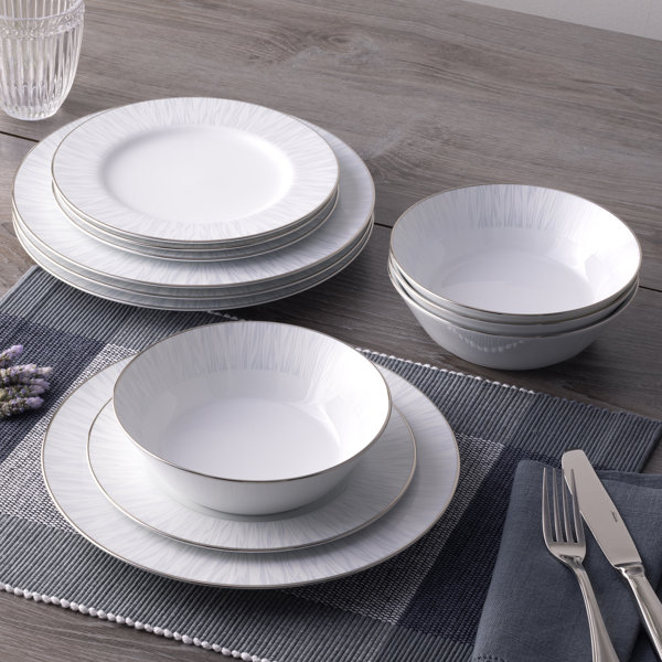 Noritake Glacier Platinum Noritake 12Piece Dinnerware Set, Service For